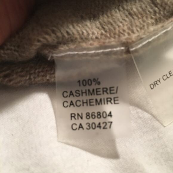 Magaschoni !00% cashmere neutral Taupe ribbed peplum bottom- ruffled long slv M - Picture 8 of 9